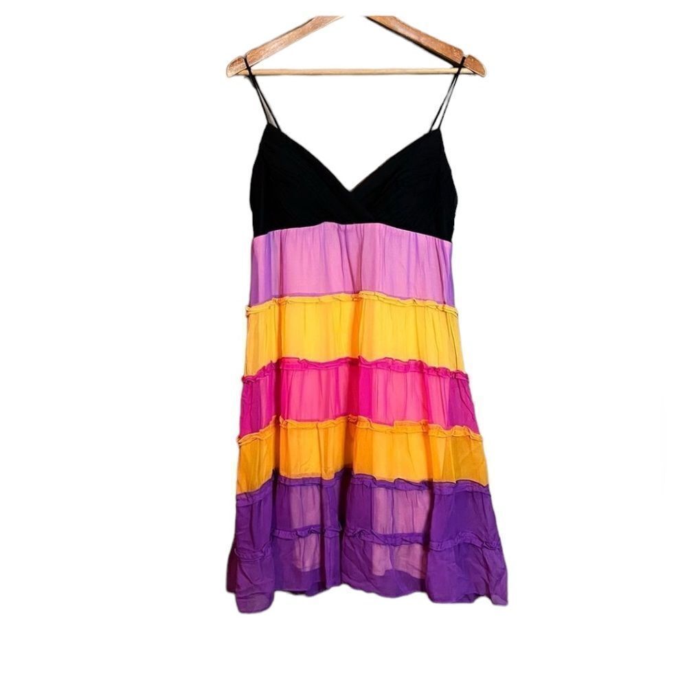 Sangria petite 100% silk colourful dress